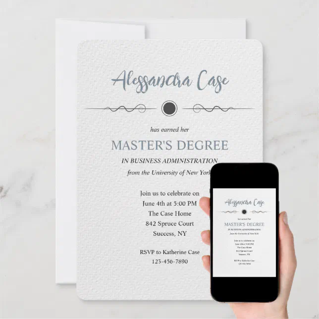 Masters Degree Graduation Invitation Zazzle