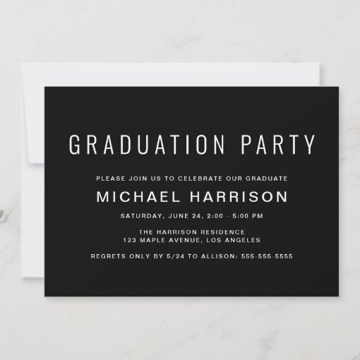 Masters Degree Photo Black Graduation Party Invitation | Zazzle