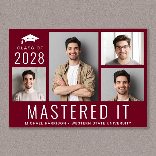 Masters Degree Photo Burgundy Graduation Announcement