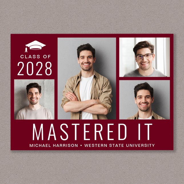 Masters Degree Photo Burgundy Graduation Announcement (Creator Uploaded)