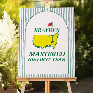 Masters First Birthday Welcome Sign, Mastered His Foam Board