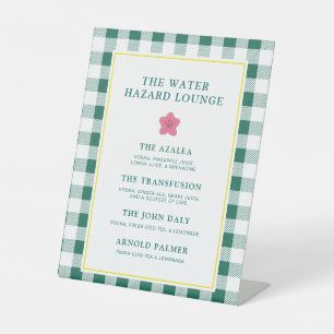 Masters Golf Theme Bar Drink Menu Green Pedestal Sign