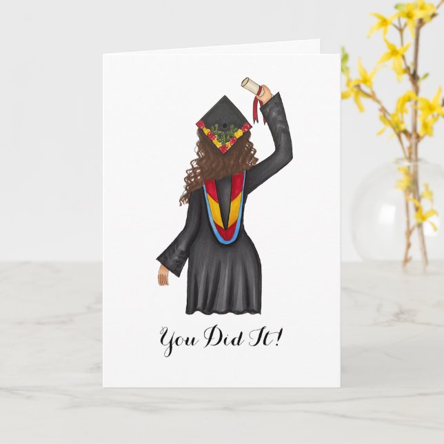 Masters Graduate With Diploma Graduation Card (Yellow Flower)