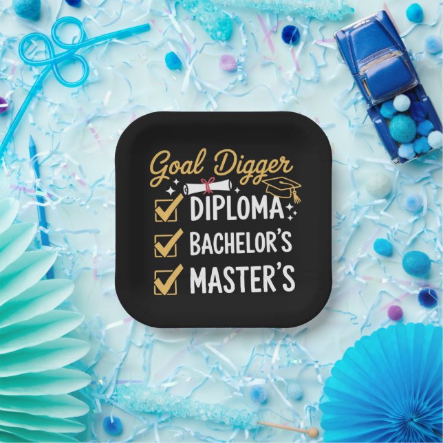 Masters Graduation Goal Digger Mastered It Class  Paper Plates (Party)