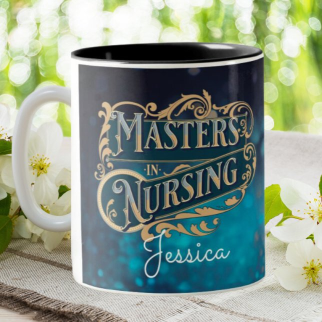 Masters In Nursing Graduation Nurse Personalized  Two-Tone Coffee Mug (Creator Uploaded)