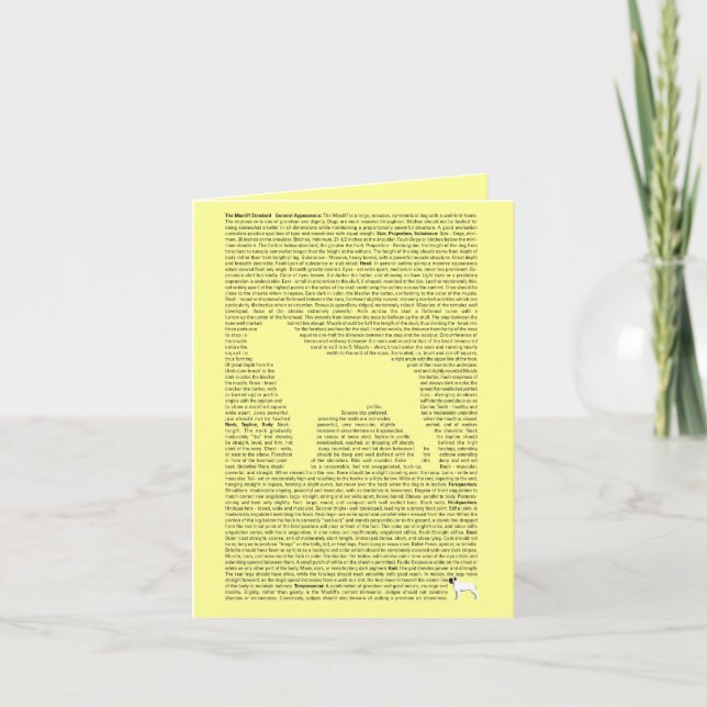 Mastiff AKC Breed Standard Card (Front)