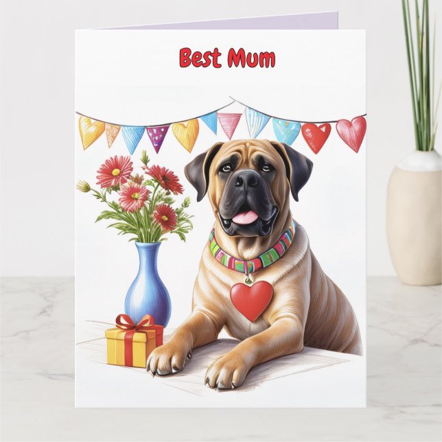 Mastiff auf einer Feier Card (Front)