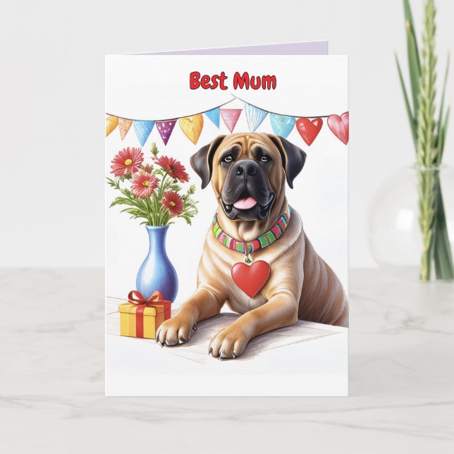 Mastiff auf einer Feier Card (Front)