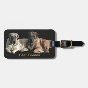 Mastiff best friends luggage tag
