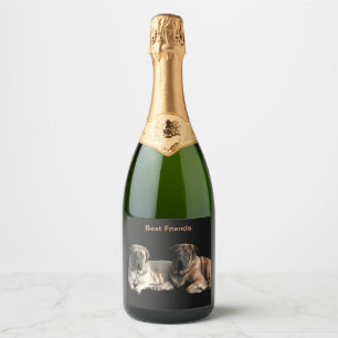 Mastiff best friends sparkling wine label