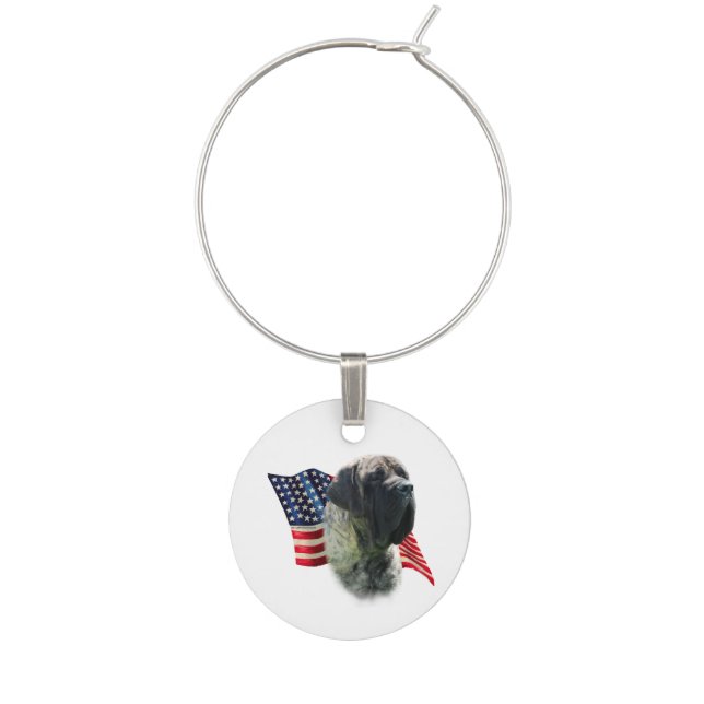 Mastiff (brindle) Flag Wine Charm (Front)