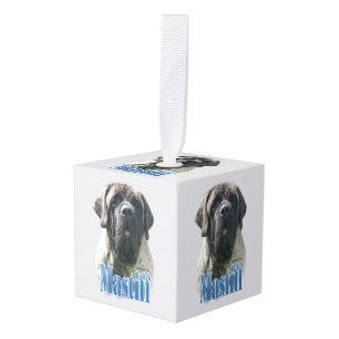 Mastiff (brindle) Name Cube Ornament