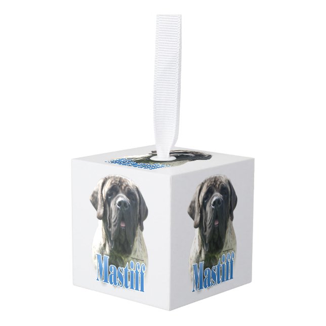 Mastiff (brindle) Name Cube Ornament (Front Angled)