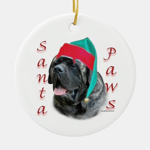 Mastiff brindle Santa Paws Ceramic Ornament