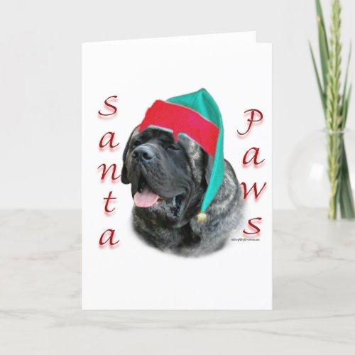 Mastiff brindle Santa Paws Holiday Card