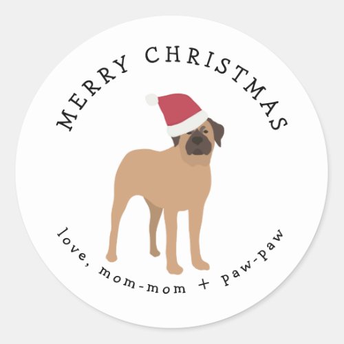 Mastiff dog Christmas gift sticker