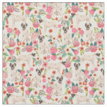 Mastiff Dog Florals Fabric