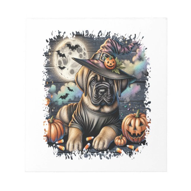 Mastiff Dog Halloween Square Notepad (Front)