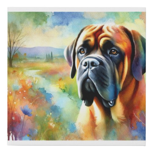 Mastiff Dog in Watercolor Art 180624AREF127 _ Wate Faux Canvas Print