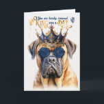 Mastiff Dog King for a Day Funny Birthday Card<br><div class="desc">Doesn't this Bullmastiff look regal in a crown fit for a king and round sunglasses? Ready for celebrating with treats you could drool over,  with dad on his birthday.</div>