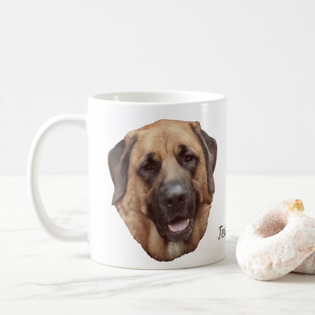 Mastiff Dog Lover Personalized Coffee Mug (With Donut)