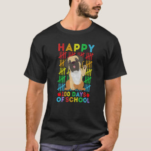 Mastiff Dog Lovers Teacher Student Happy 100 Days T-Shirt
