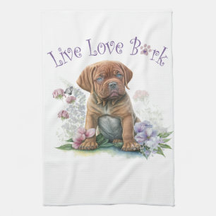 Mastiff Dog Mom Floral Kitchen Towel