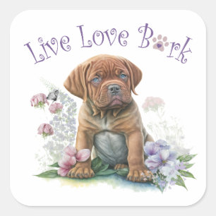 Mastiff Dog Mom Floral Square Sticker