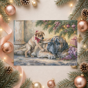 Mastiff Dog Puppy Christmas Tree  Holiday Card