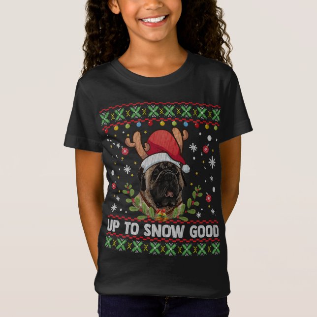 Mastiff Dog Reindeer Ugly Christmas Sweater (Front)
