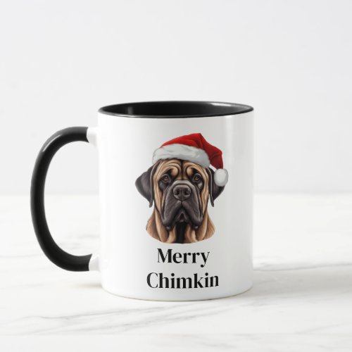 Mastiff Dog Santa Hat Christmas Mug