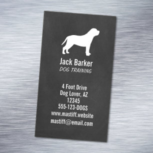 Mastiff Dog Silhouette Chalkboard Style Vertical Business Card Magnet