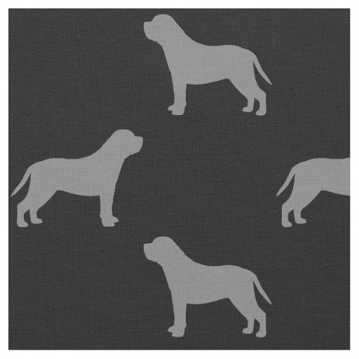 Mastiff Dog Silhouettes Grey and Black Patterned Fabric