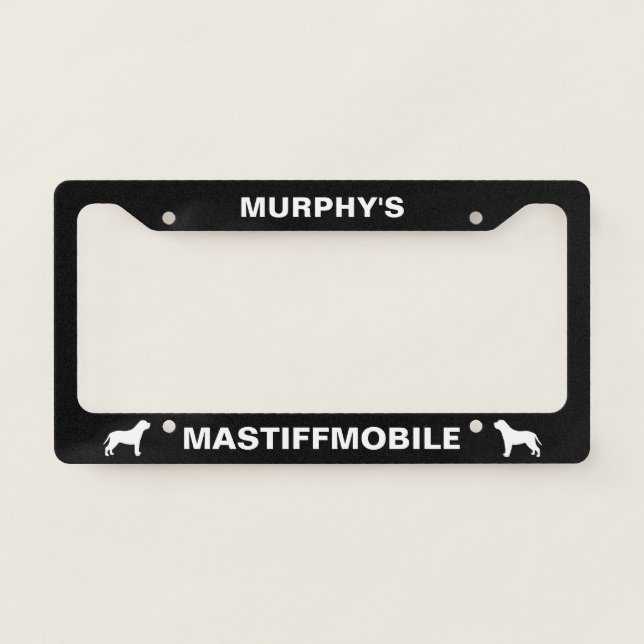 Mastiff Dog Silhouettes Mastiffmobile Custom License Plate Frame (Front)