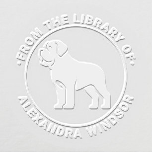 Mastiff Dog Standing Sil Library Book Name Embosser