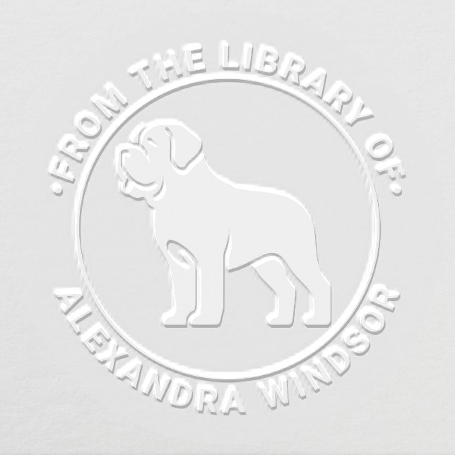 Mastiff Dog Standing Sil Library Book Name Embosser (Design)