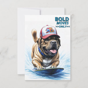 Mastiff English Bulldog on Surfboard Vacation Invitation