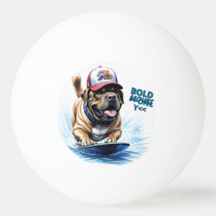 Mastiff English Bulldog on Surfboard Vacation Ping Pong Ball