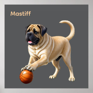 Mastiff English Bulldogge on vacation with ball Poster