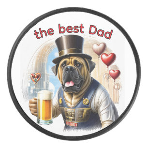 Mastiff English Mastiff best Dad Father's Day Hockey Puck