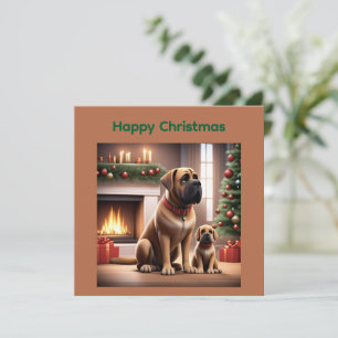 Mastiff English Mastiff Christmas fireplace Holiday Card