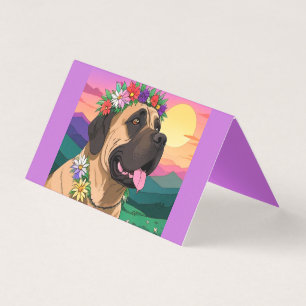 Mastiff English Mastiff with flower wreath Mother'