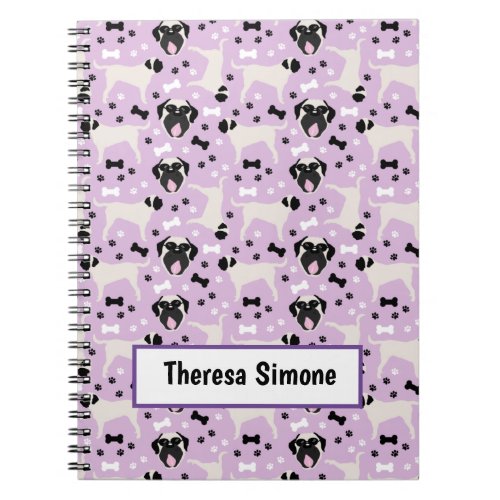 Mastiff Fawn Dog Breed Pattern Purple Notebook