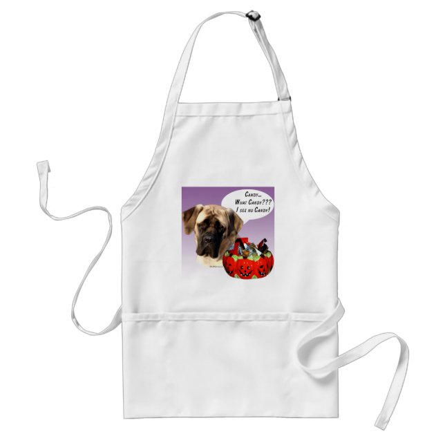 Mastiff (fawn) Halloween Candy Adult Apron (Front)