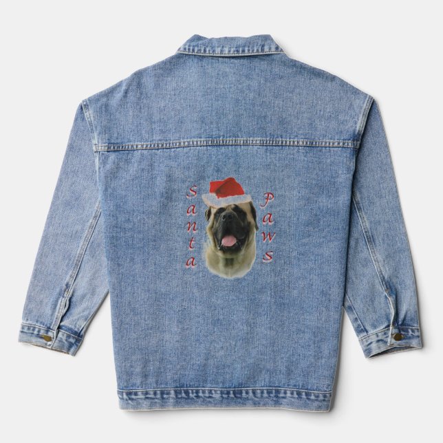 Mastiff (fawn) Santa Paws Denim Jacket (Back)