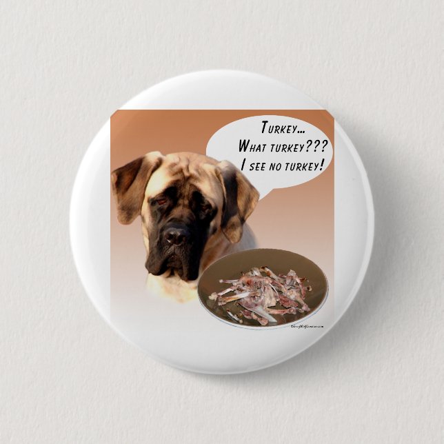 Mastiff (fawn) Turkey Pinback Button (Front)