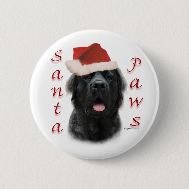 Mastiff (fluffy) Santa Paws Pinback Button (Front)