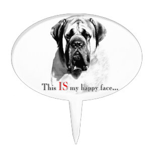 Mastiff Happy Face Cake Topper