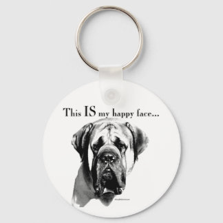 Mastiff Happy Face Keychain