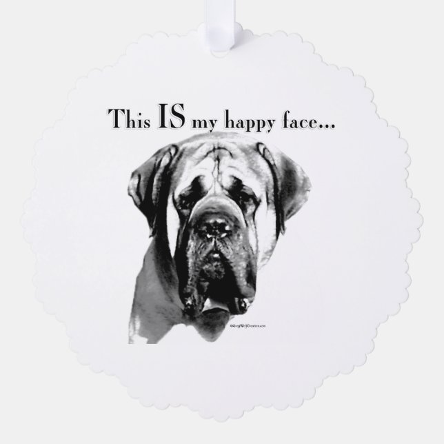 Mastiff Happy Face Ornament Card (Front)